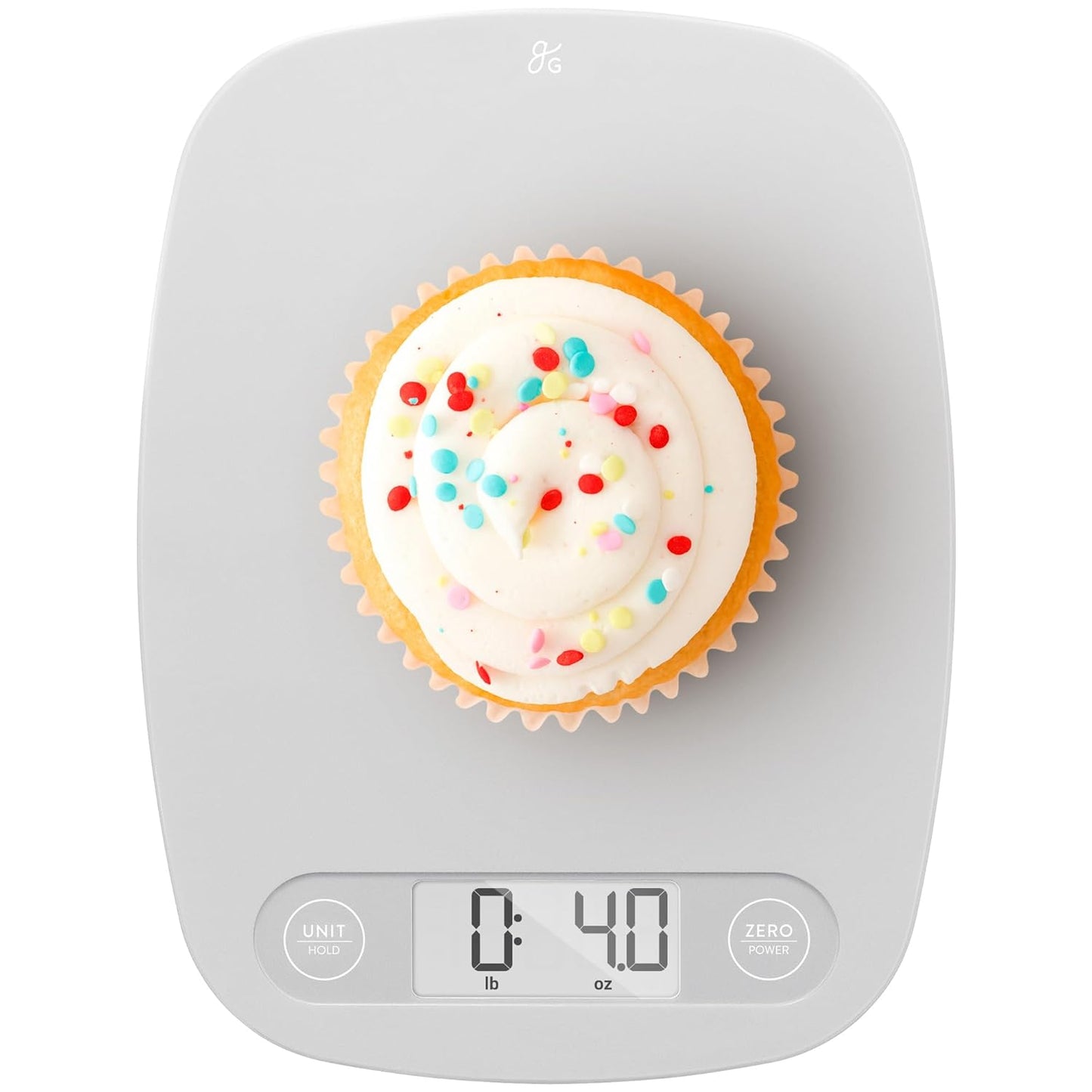 Digital Kitchen Scale with LCD Display, Weighs in Grams and Ounces, Batteries Included, Weighs up to 11 Pounds, White (No Bowl)