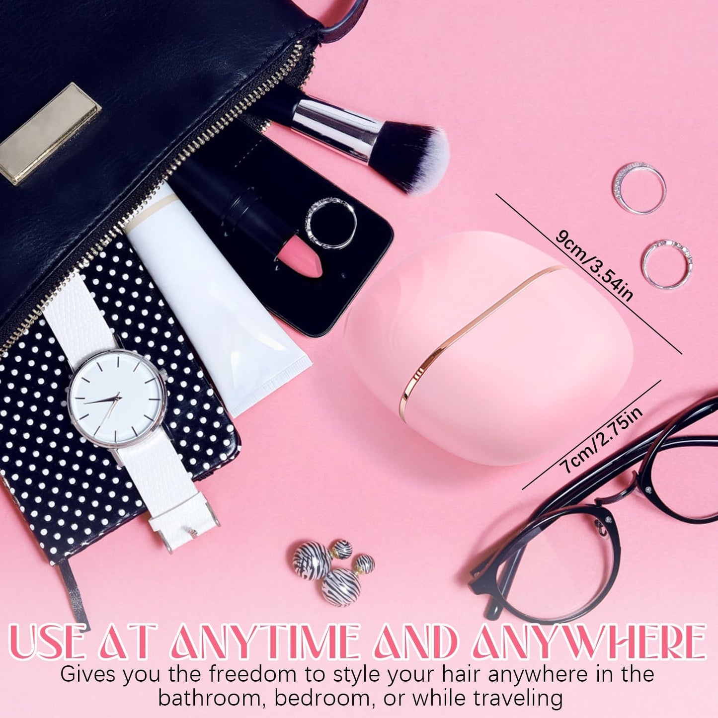 Mini Hair Straightener, Cordless&Rechargeable Portable Hair Straightener Brush with 3 Temperature Setting, Fast Heating Hot Comb&Anti-Scald Shell Plates,Mini Straightener Brush for Home Travel Gift