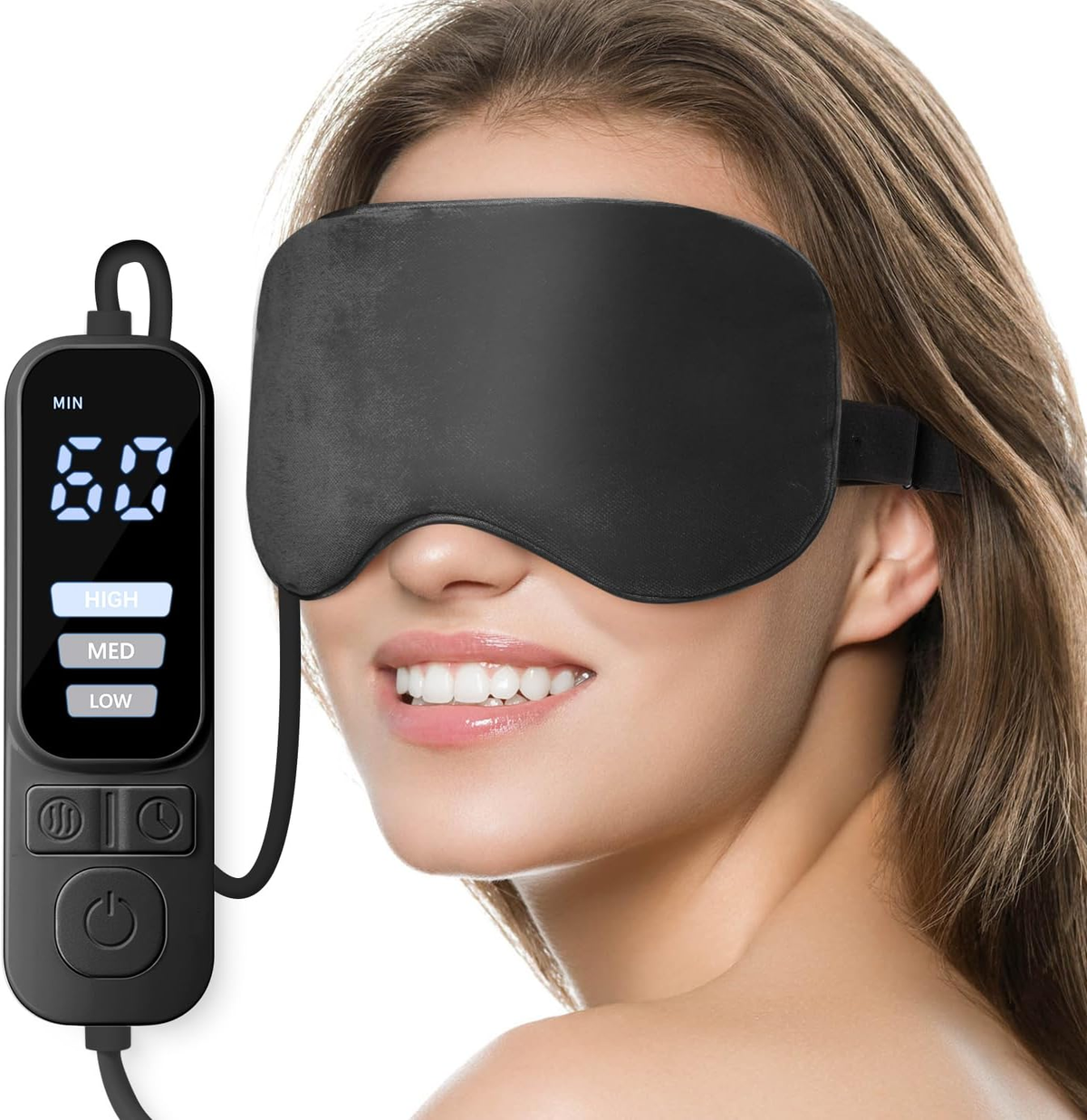 Heated Eye Mask, Warm Eye Compress Mask, USB Electric Eye Heating Pad with Temperature & Timer Control, Dry Eye Mask for Dry Eyes Blepharitis Sinus Migraine Stye MGD Puffiness Gray