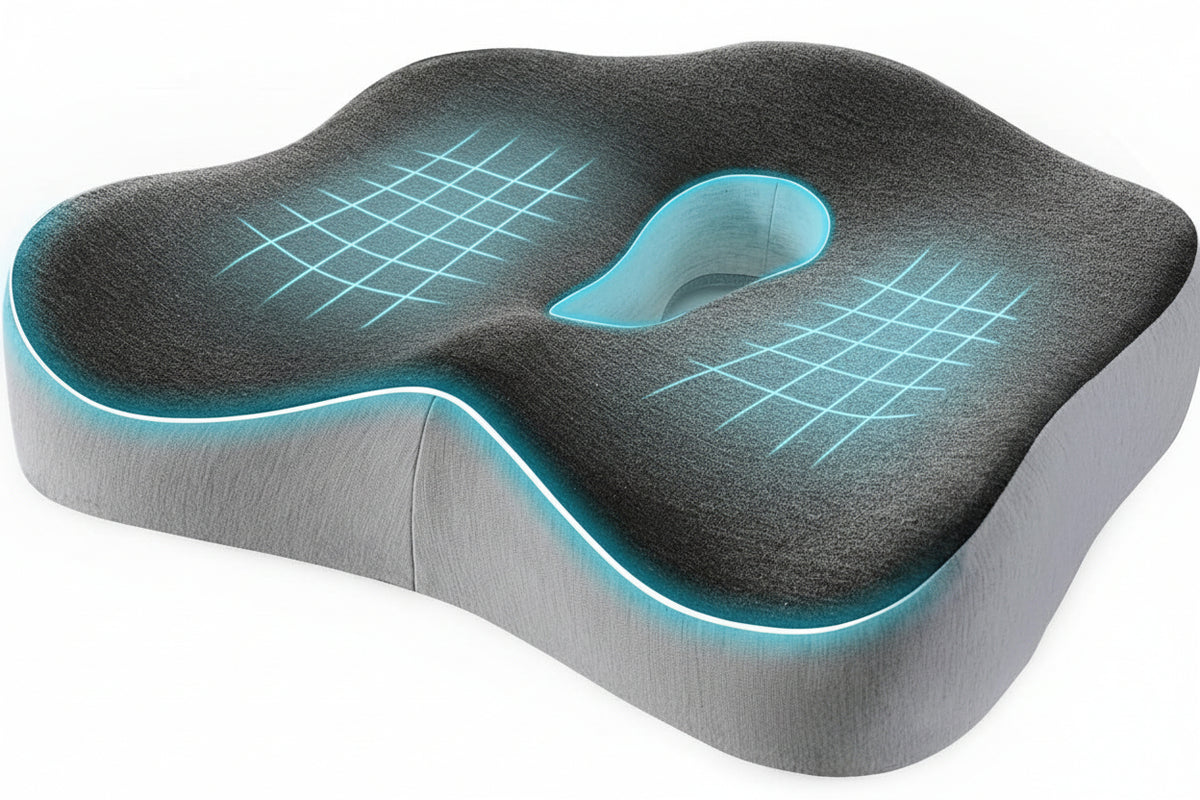 Memory Foam Seat Chair Cushion for Relieves Back Sciatica Pain Tailbone Pain Coccyx Degenerating Disc Orthopedic Osteoarthritis Prostate Cushion Low Back Pain Cushion Hip Shaping (Dark Gray)