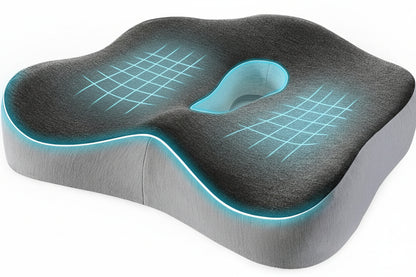 Memory Foam Seat Chair Cushion for Relieves Back Sciatica Pain Tailbone Pain Coccyx Degenerating Disc Orthopedic Osteoarthritis Prostate Cushion Low Back Pain Cushion Hip Shaping (Dark Gray)