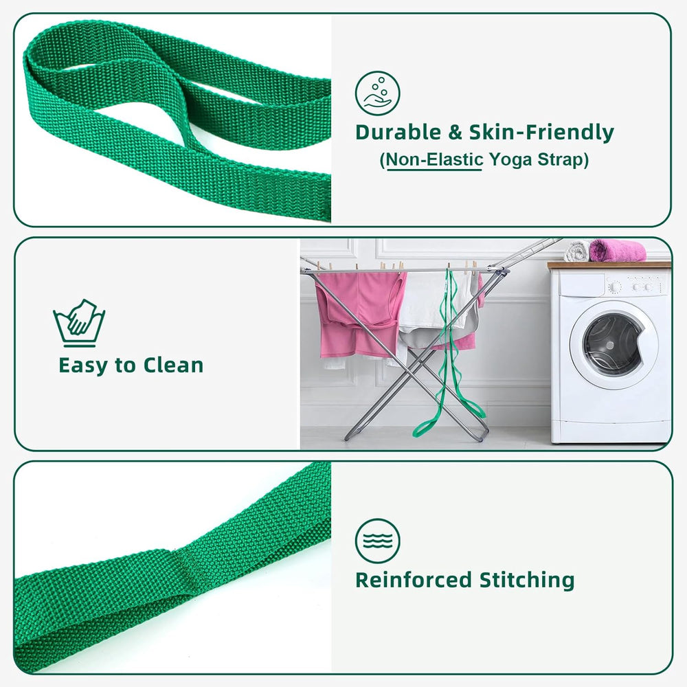 Stretching Strap Yoga Straps for Physical Therapy, 10 Loops Non-Elastic Stretch Band for Pilates, Flexibility, Exercise and Gymnastics