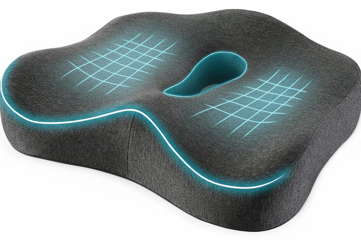 Memory Foam Seat Chair Cushion for Relieves Back Sciatica Pain Tailbone Pain Coccyx Degenerating Disc Orthopedic Osteoarthritis Prostate Cushion Low Back Pain Cushion Hip Shaping (Dark Gray)