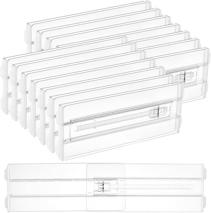 12 Pack Drawer Dividers for Clothes, 4" High 10.2"-16.5" Adjustable Expandable Dresser Drawer Organizer, Clear Plastic Separators for Dresser, Baby Clothing, Underwear, Cosmetic, Toiletries