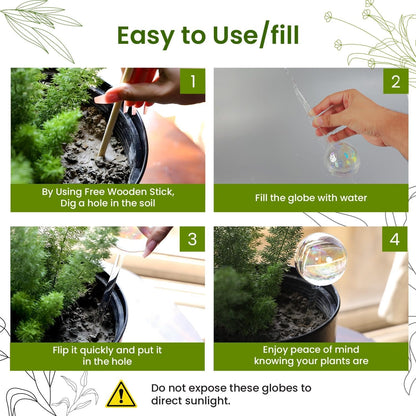 Iridescent Self Watering Globes, Glass Rainbow Plant Watering Globes, Self Watering Planter Insert, Automatic Plant Waterer Indoor (Medium-2 Pcs Iridescent, Medium)