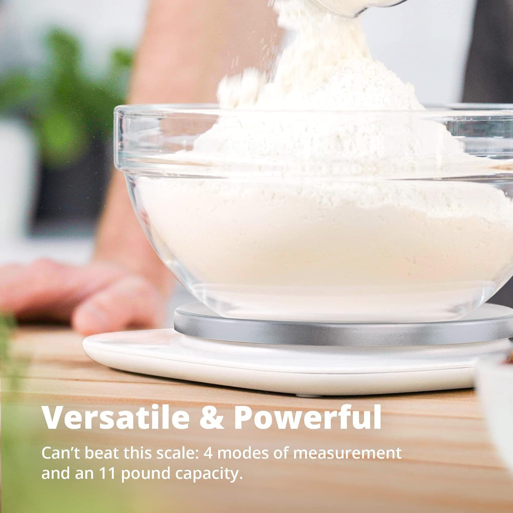 Digital Kitchen Scale with LCD Display, Weighs in Grams and Ounces, Batteries Included, Weighs up to 11 Pounds, White (No Bowl)