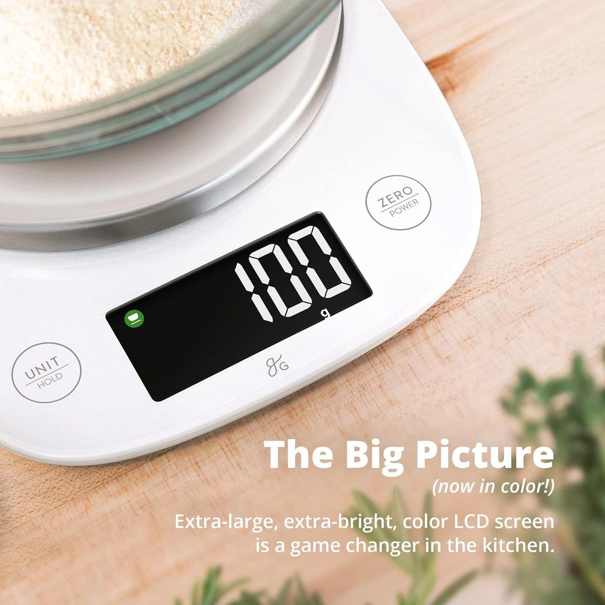 Digital Kitchen Scale with LCD Display, Weighs in Grams and Ounces, Batteries Included, Weighs up to 11 Pounds, White (No Bowl)