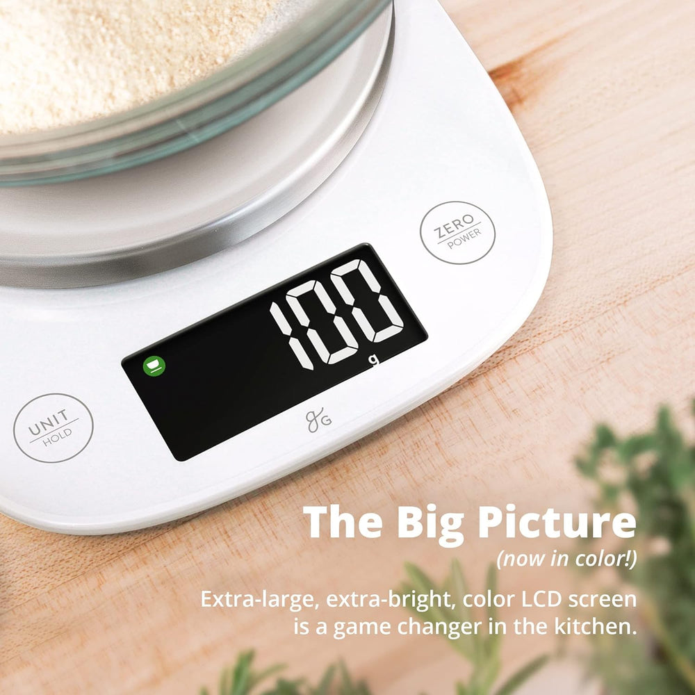Digital Kitchen Scale with LCD Display, Weighs in Grams and Ounces, Batteries Included, Weighs up to 11 Pounds, White (No Bowl)