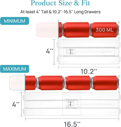 12 Pack Drawer Dividers for Clothes, 4" High 10.2"-16.5" Adjustable Expandable Dresser Drawer Organizer, Clear Plastic Separators for Dresser, Baby Clothing, Underwear, Cosmetic, Toiletries