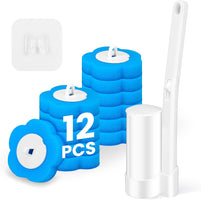 Disposable Toilet Brush, Toilte Wand Kit, Toilet Brush and Holder with 12 Refills, Toilet Bowl Brush, Toilet Bowl Cleaning Wands, Toilet Cleaning System for Bathroom Maintenance