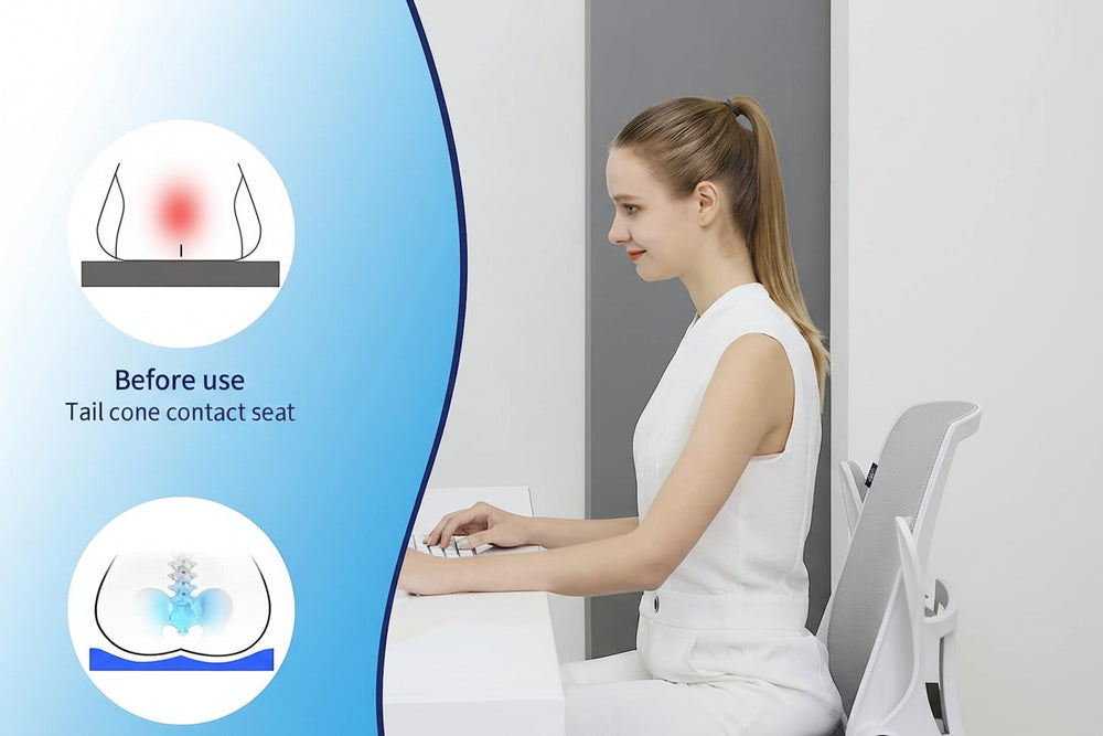 Memory Foam Seat Chair Cushion for Relieves Back Sciatica Pain Tailbone Pain Coccyx Degenerating Disc Orthopedic Osteoarthritis Prostate Cushion Low Back Pain Cushion Hip Shaping (Dark Gray)