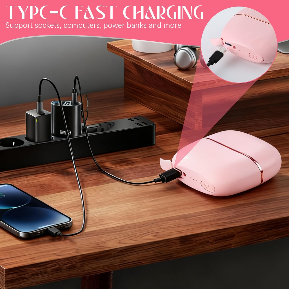 Mini Hair Straightener, Cordless&Rechargeable Portable Hair Straightener Brush with 3 Temperature Setting, Fast Heating Hot Comb&Anti-Scald Shell Plates,Mini Straightener Brush for Home Travel Gift