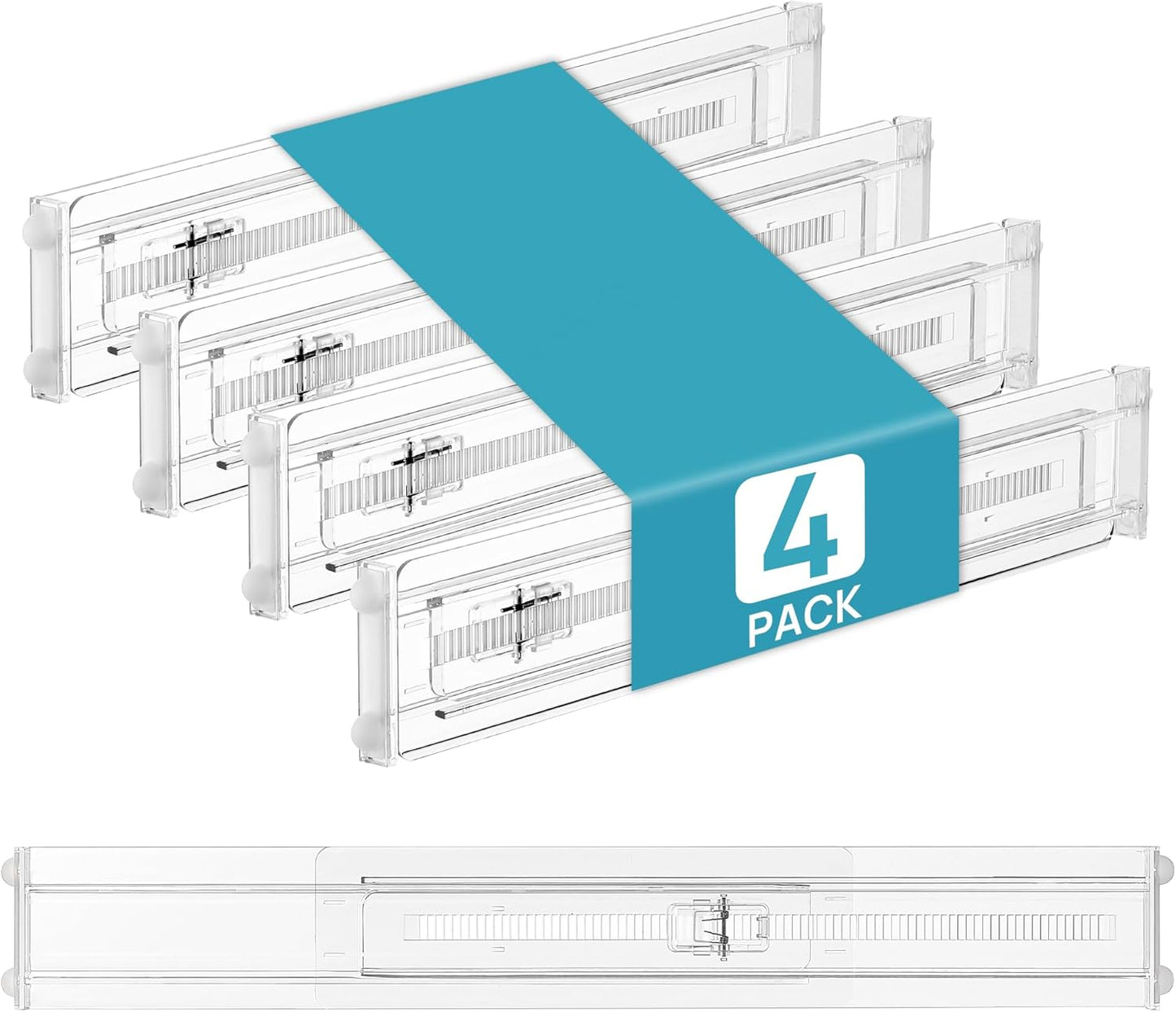 12 Pack Drawer Dividers for Clothes, 4" High 10.2"-16.5" Adjustable Expandable Dresser Drawer Organizer, Clear Plastic Separators for Dresser, Baby Clothing, Underwear, Cosmetic, Toiletries