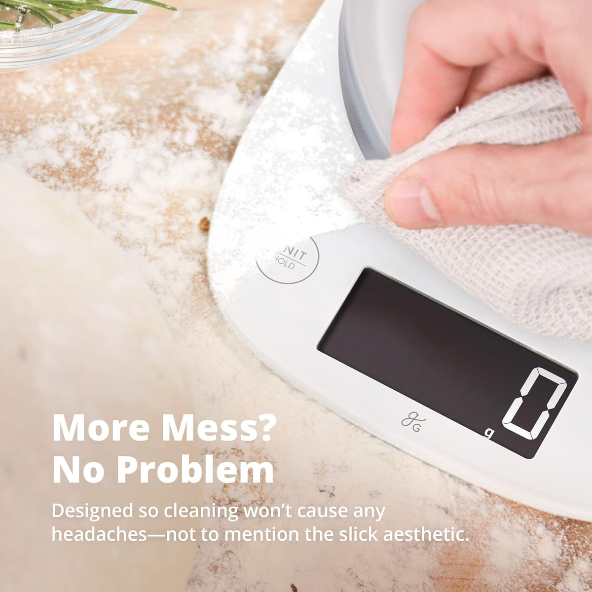 Digital Kitchen Scale with LCD Display, Weighs in Grams and Ounces, Batteries Included, Weighs up to 11 Pounds, White (No Bowl)