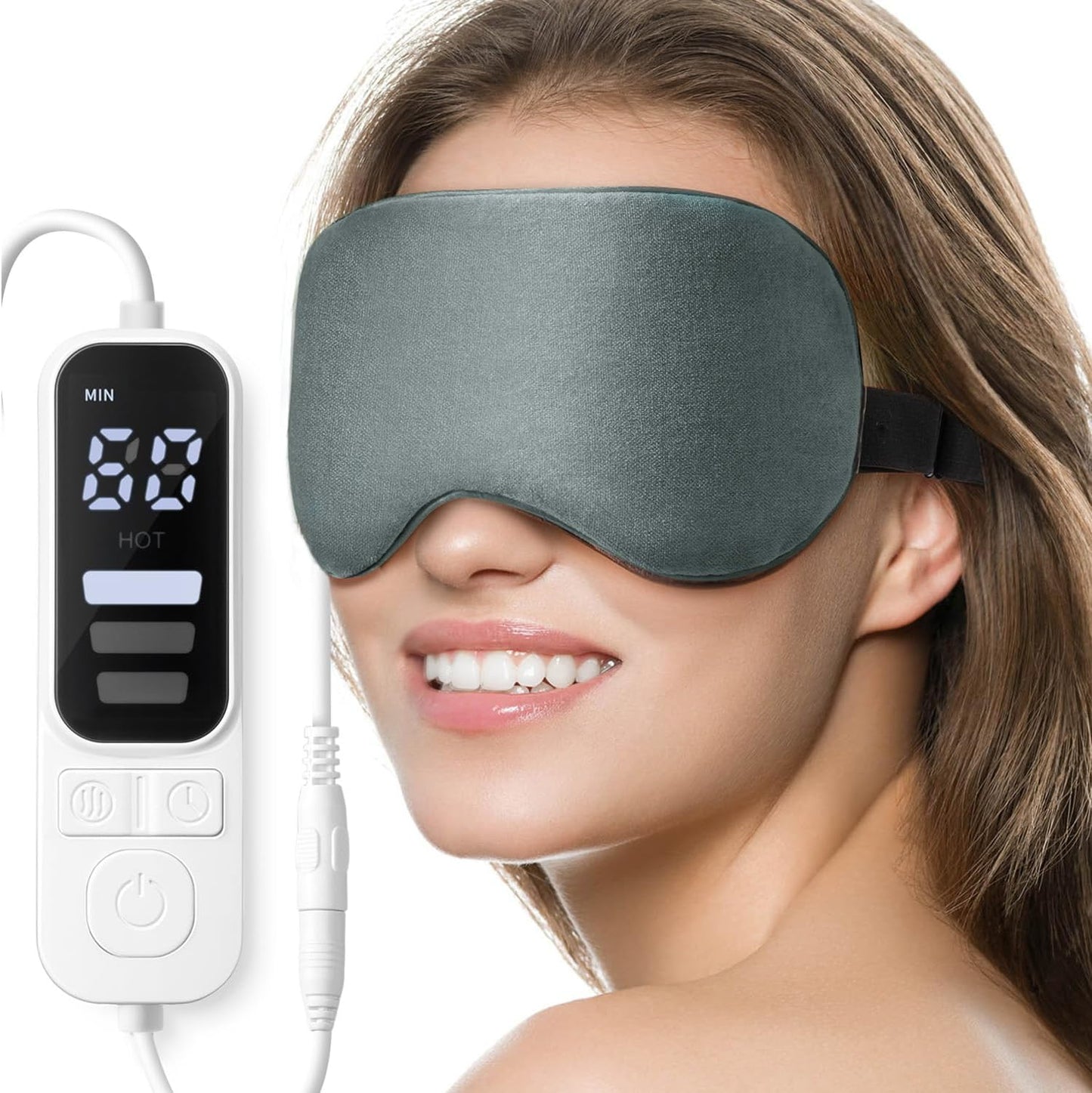 Heated Eye Mask, Warm Eye Compress Mask, USB Electric Eye Heating Pad with Temperature & Timer Control, Dry Eye Mask for Dry Eyes Blepharitis Sinus Migraine Stye MGD Puffiness Gray