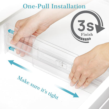 12 Pack Drawer Dividers for Clothes, 4" High 10.2"-16.5" Adjustable Expandable Dresser Drawer Organizer, Clear Plastic Separators for Dresser, Baby Clothing, Underwear, Cosmetic, Toiletries
