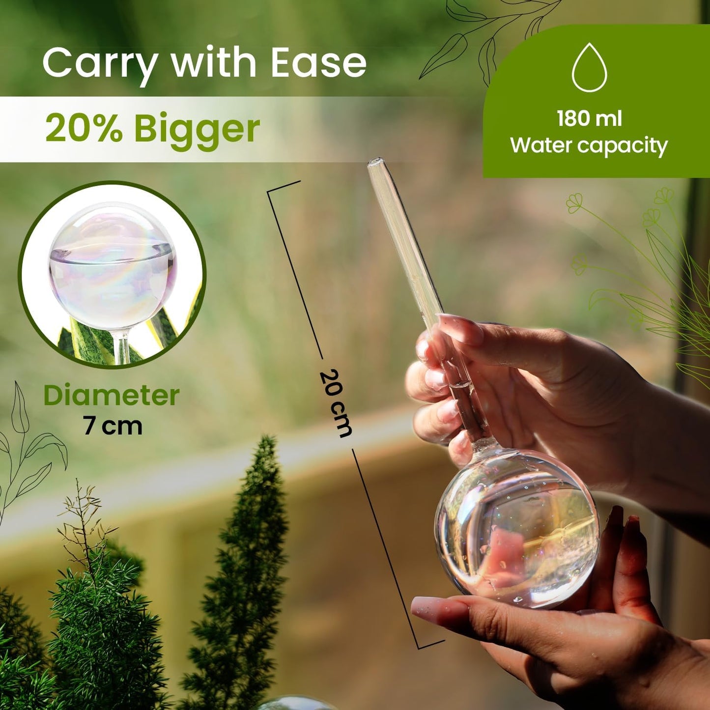 Iridescent Self Watering Globes, Glass Rainbow Plant Watering Globes, Self Watering Planter Insert, Automatic Plant Waterer Indoor (Medium-2 Pcs Iridescent, Medium)