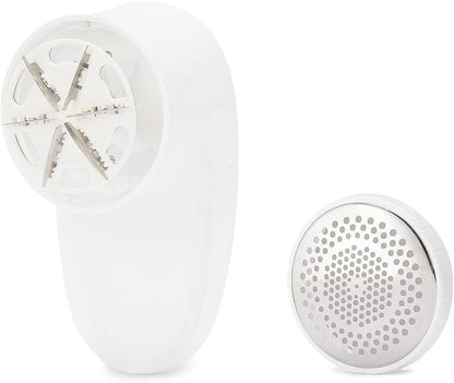 Battery Operated Fabric Shaver for Lint and Fuzz Removal, Includes 2 Spare Blades, White