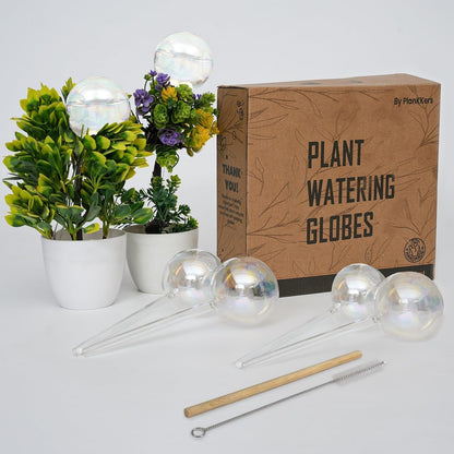Iridescent Self Watering Globes, Glass Rainbow Plant Watering Globes, Self Watering Planter Insert, Automatic Plant Waterer Indoor (Medium-2 Pcs Iridescent, Medium)