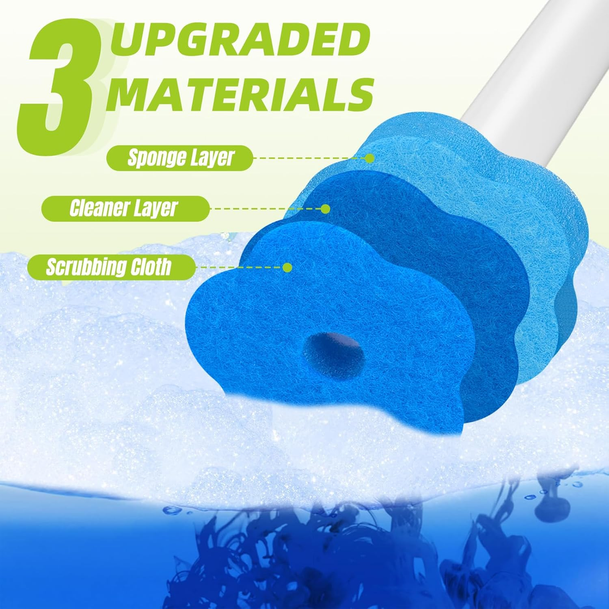 Disposable Toilet Brush, Toilte Wand Kit, Toilet Brush and Holder with 12 Refills, Toilet Bowl Brush, Toilet Bowl Cleaning Wands, Toilet Cleaning System for Bathroom Maintenance