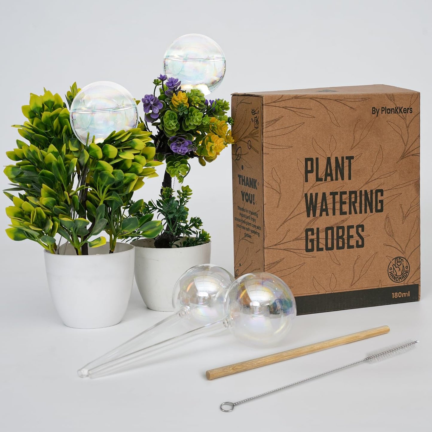 Iridescent Self Watering Globes, Glass Rainbow Plant Watering Globes, Self Watering Planter Insert, Automatic Plant Waterer Indoor (Medium-2 Pcs Iridescent, Medium)