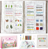 2026 Upgraded DIY Stitch Book Kit, Embroidery Stitch Book Kit, Comprehensive Guide with Various Patterns, Complete Toolkit and Video Tutorials, Perfect for Beginners and Craft Lovers
