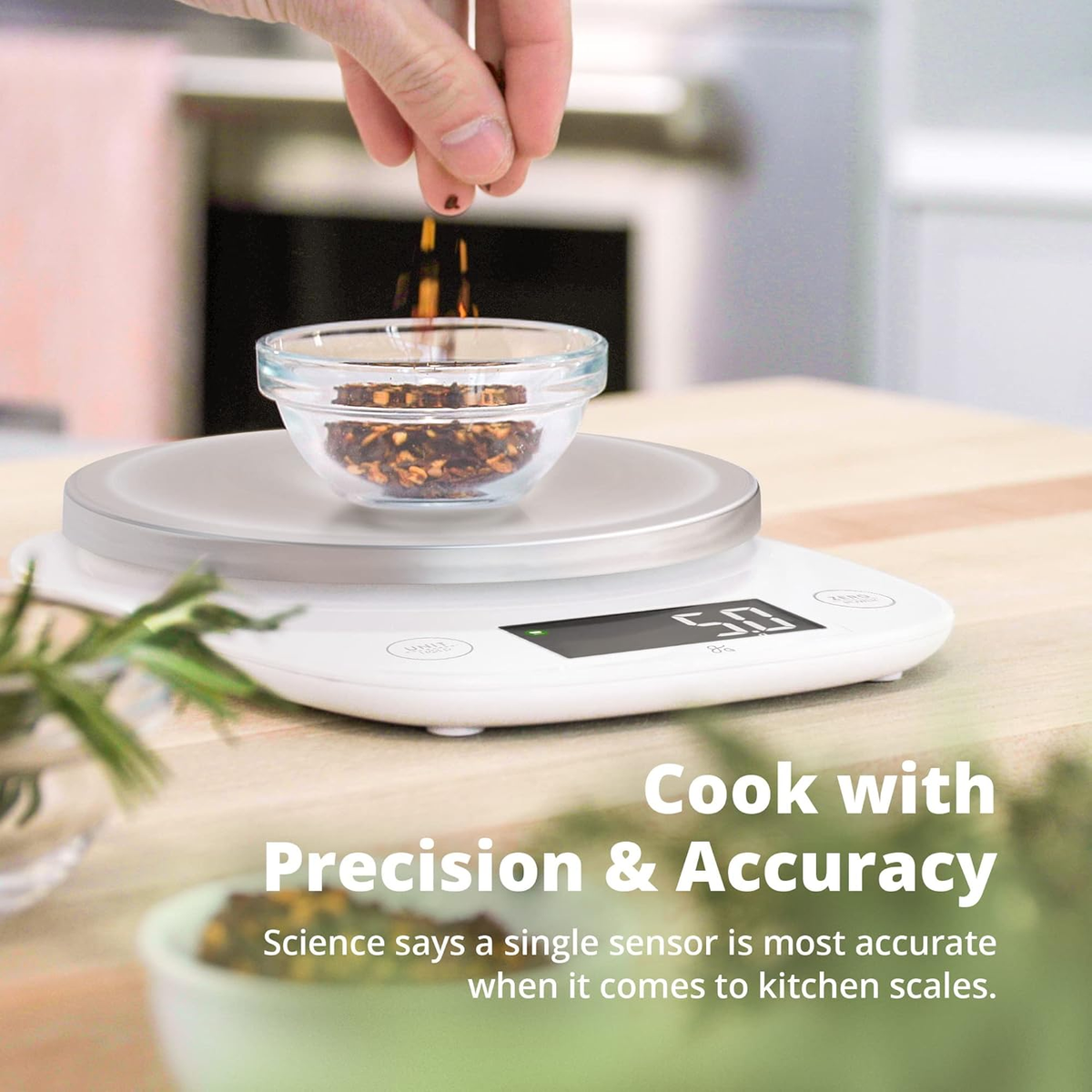 Digital Kitchen Scale with LCD Display, Weighs in Grams and Ounces, Batteries Included, Weighs up to 11 Pounds, White (No Bowl)