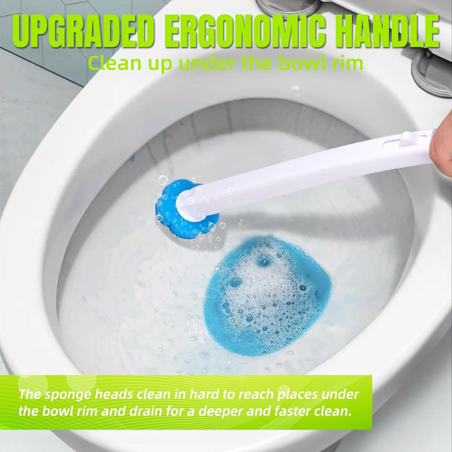 Disposable Toilet Brush, Toilte Wand Kit, Toilet Brush and Holder with 12 Refills, Toilet Bowl Brush, Toilet Bowl Cleaning Wands, Toilet Cleaning System for Bathroom Maintenance