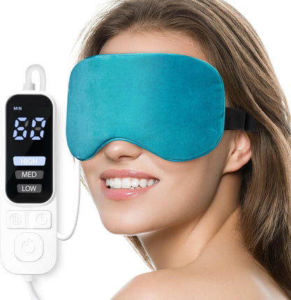 Heated Eye Mask, Warm Eye Compress Mask, USB Electric Eye Heating Pad with Temperature & Timer Control, Dry Eye Mask for Dry Eyes Blepharitis Sinus Migraine Stye MGD Puffiness Gray