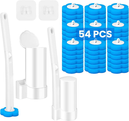Disposable Toilet Brush, Toilte Wand Kit, Toilet Brush and Holder with 12 Refills, Toilet Bowl Brush, Toilet Bowl Cleaning Wands, Toilet Cleaning System for Bathroom Maintenance